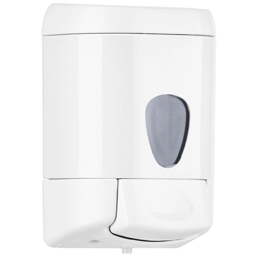 מתקן לסבון נוזלי לבן מפלסטיק עם חלון