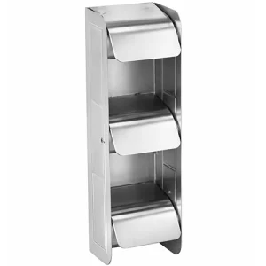 מתקן נירוסטה לשלושה גלילי נייר טואלט