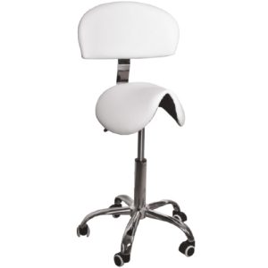 כיסא אוכף עם משענת גב קבוע למטפל לבן
