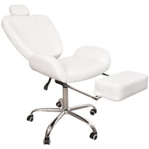 כיסא גב מתכוונן והדום לטיפולי גבות ואיפור