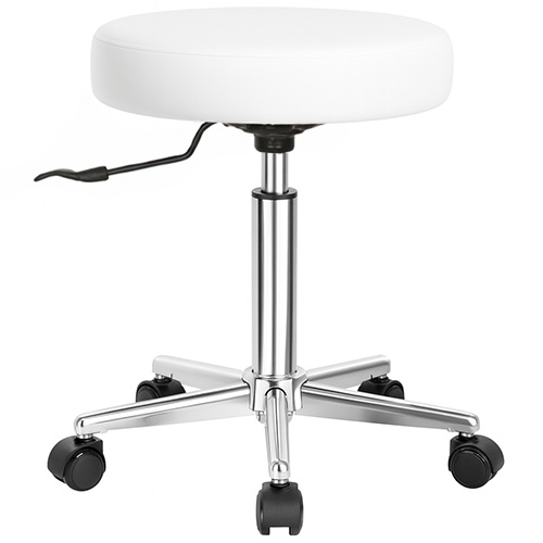 כיסא שרפרף פנאומטי עגול ללא משענת לבן