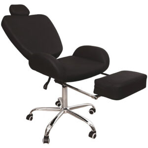 כיסא גב מתכוונן והדום לטיפולים שחור